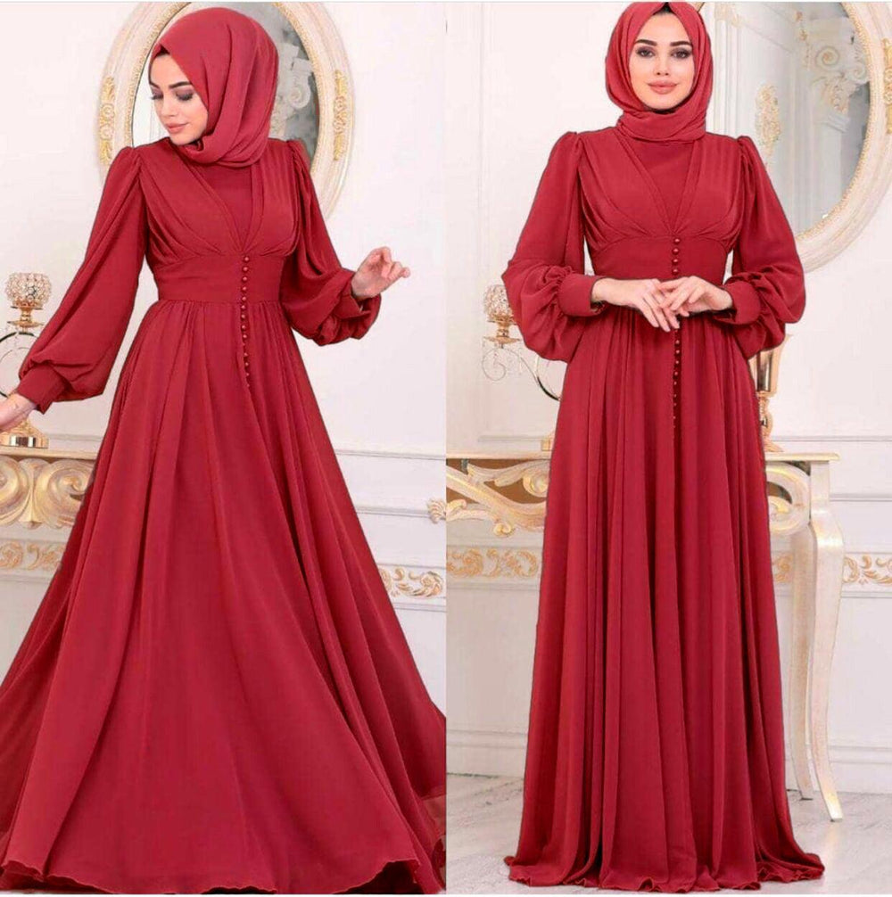 Arab Women's Clothing Long Sleeve Chiffon Dress - EX-STOCK CANADA