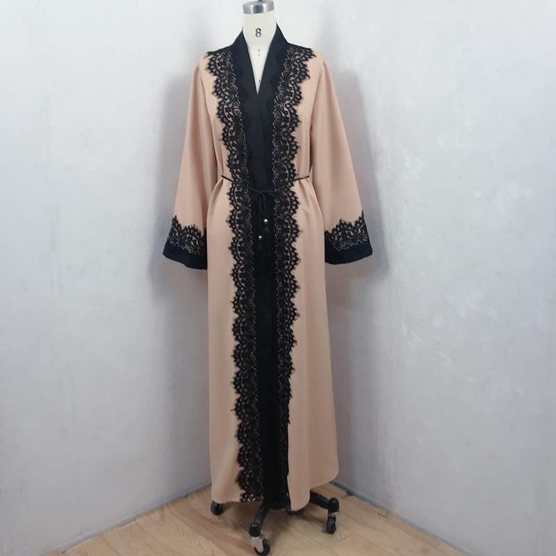 Arab Women's Lace Dress Cardigan Robe - EX-STOCK CANADA