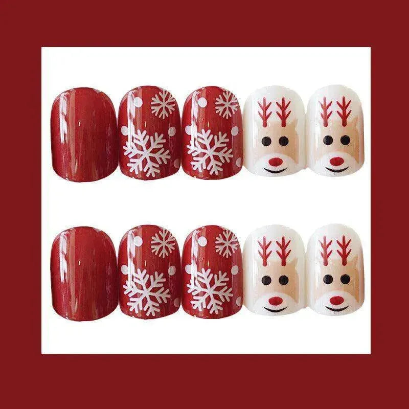 Artificial Christmas Snowflake Elk Cartoon Design Fake Nails Manicure - EX-STOCK CANADA