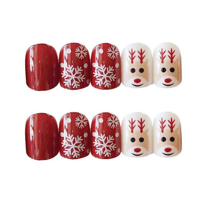 Artificial Christmas Snowflake Elk Cartoon Design Fake Nails Manicure - EX-STOCK CANADA