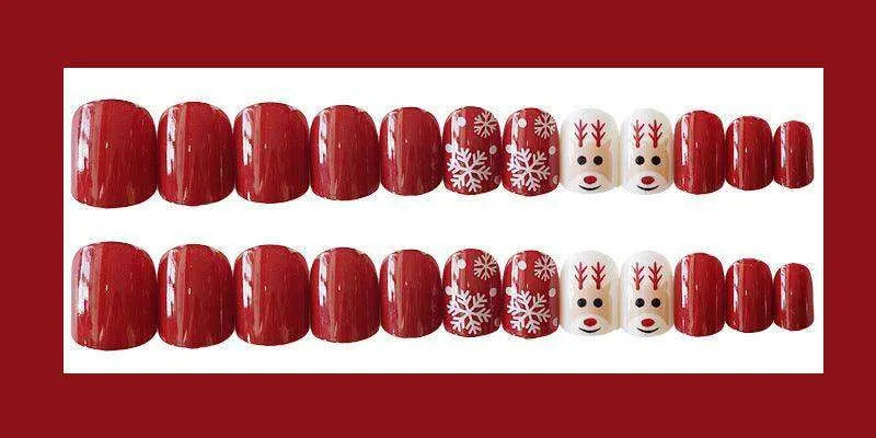 Artificial Christmas Snowflake Elk Cartoon Design Fake Nails Manicure - EX-STOCK CANADA