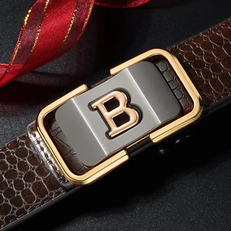 Automatic Buckle Genuine Leather Belt For Middle-aged And Young People - EX-STOCK CANADA