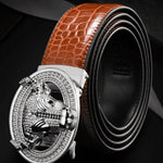Automatic Buckle Leather With Diamond-studded Pattern Bull Head Belt - EX-STOCK CANADA