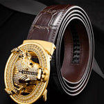 Automatic Buckle Leather With Diamond-studded Pattern Bull Head Belt - EX-STOCK CANADA