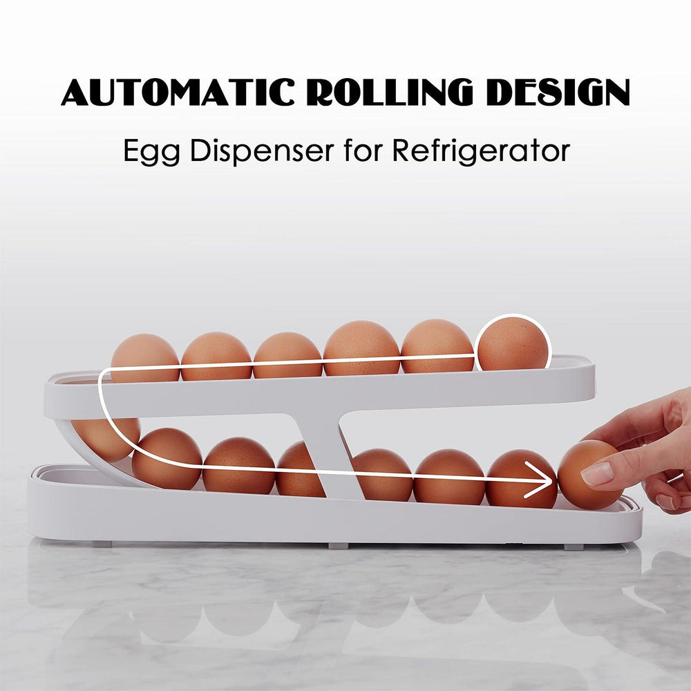 Automatic Scrolling Egg Rack Holder Storage Box Egg Basket Container Organizer Rolldown Refrigerator Egg Dispenser For Kitchen Gadgets - EX-STOCK CANADA