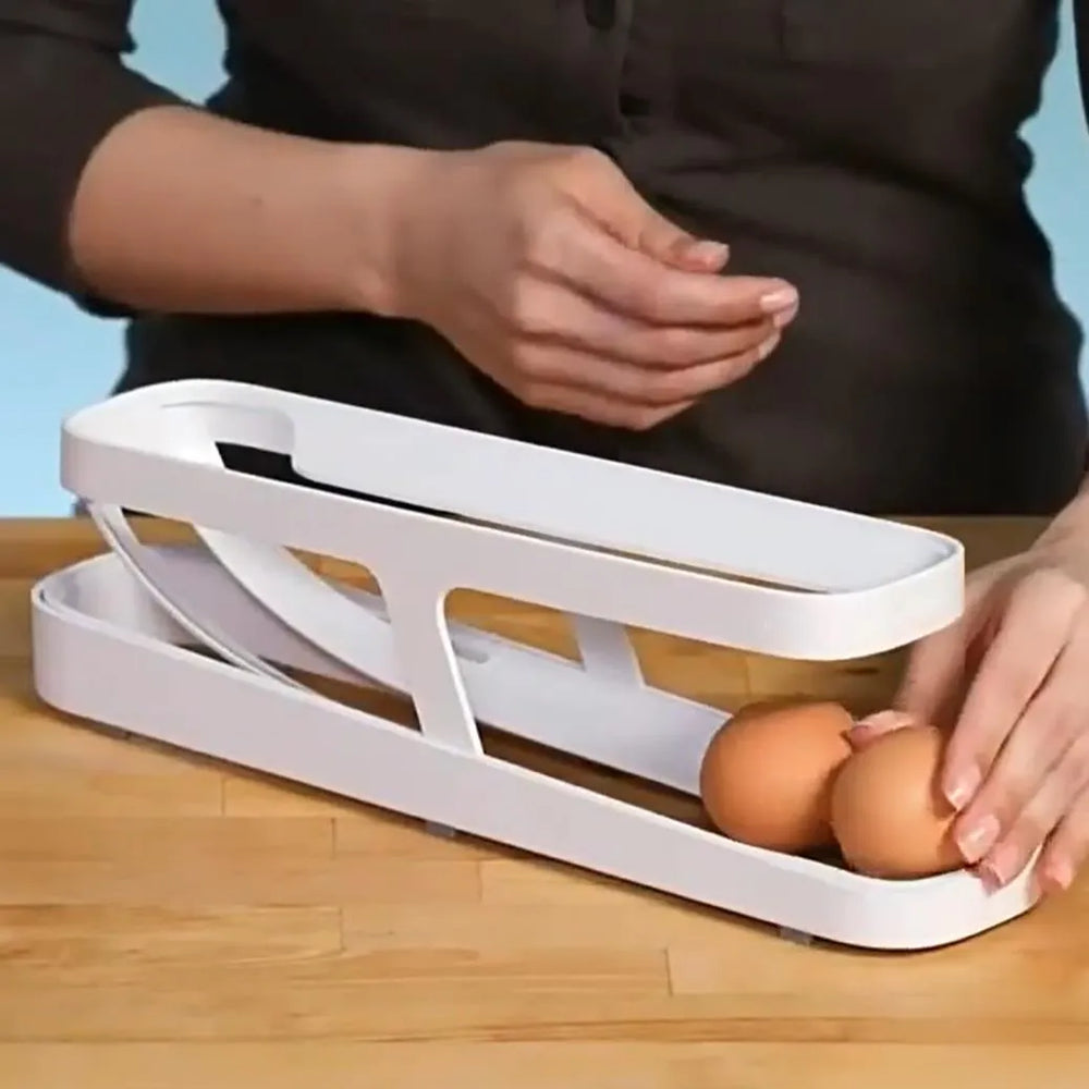 Automatic Scrolling Egg Rack Holder Storage Box Egg Basket Container Organizer Rolldown Refrigerator Egg Dispenser For Kitchen Gadgets - EX-STOCK CANADA