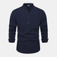 Autumn Solid Color Stand Collar Casual Long Sleeve Cotton And Linen Men's Shirt - EX-STOCK CANADA