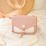 Small Messenger Bag New Sweet And Cute Cat Tassel Decoration Chain One Shoulder Small Square Bag Casual Messenger Bag