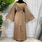 Moda bordado Satin Abaya Vestido Medio Oriente Fanche Plain Dubai Abaya