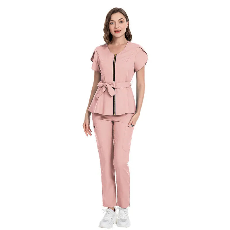 Nurse Lace-up Waist Retraction Surgical Gowns Female Separate Suit Hospital Short Sleeve Brush Hand Clothes Hand Washing Clothes