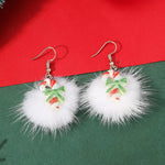 Winter Snowflake Hair Ball Earrings Ins Cute Christmas Elk Santa Claus Stock Element Earrings Women Jewelry