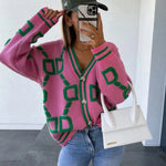 Batwing Sleeves V-neck Knitted Button Jacket Cashmere Cardigan Sweater Women