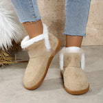 Insulated Cotton-padded Boot Shoes  Flat Bottom Solid Color Fleece Lined perfect for winter