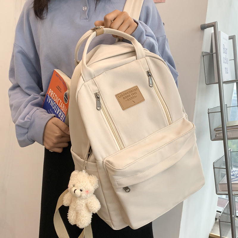 Cool Canvas Backpacks School Bag Double Zipper Bookbag