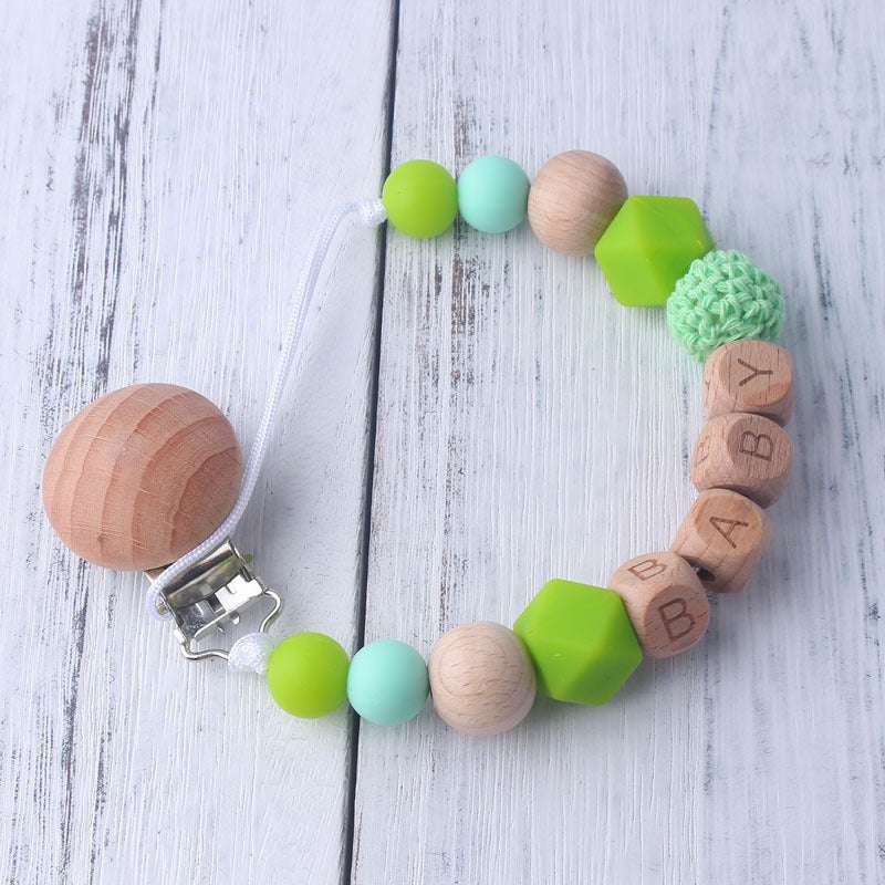Baby's Wood Silicone Beads Pacifier Clip - EX-STOCK CANADA