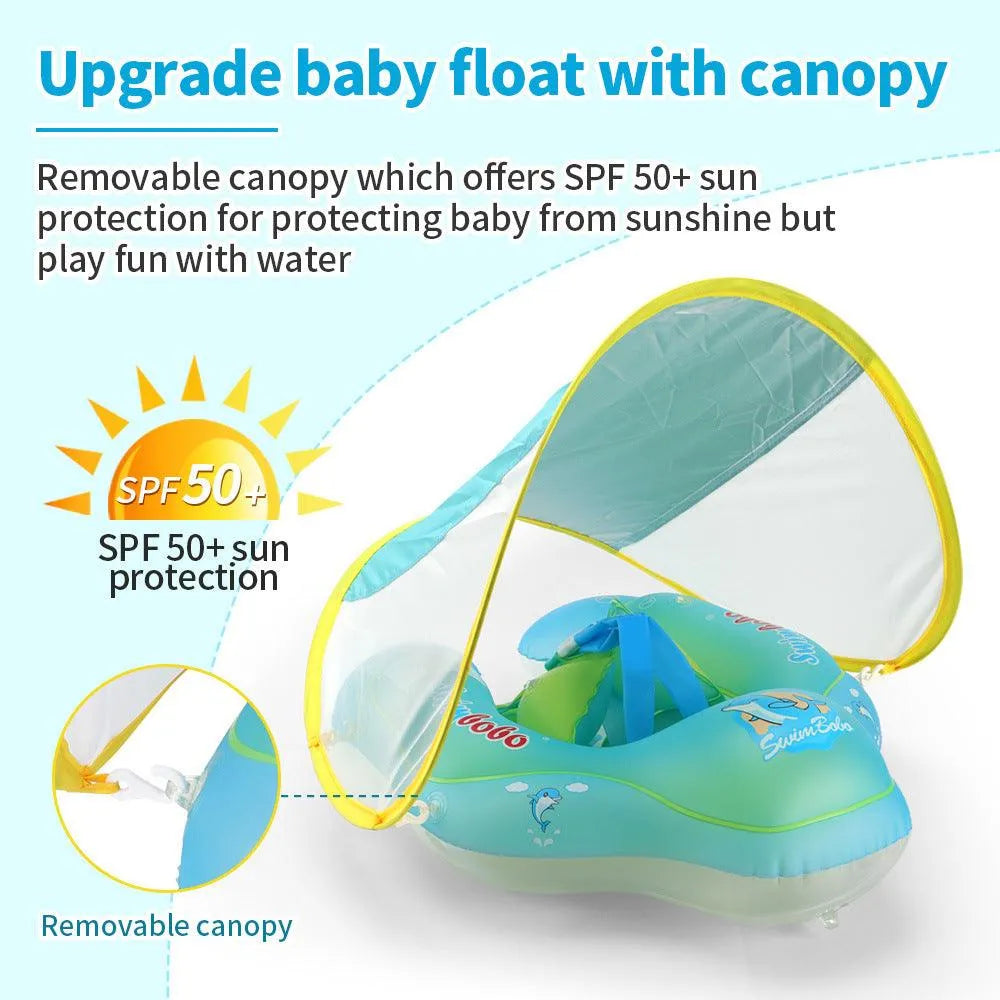 Baby Swimming Float With Canopy Inflatable Infant Floating Ring Kids Swim Pool Accessories Circle Bathing Summer Toys - EX-STOCK CANADA