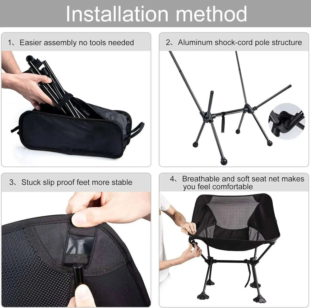 Backpack Chair: Anti-Slip Feet, 220lbs, Carry Bag - EX-STOCK CANADA