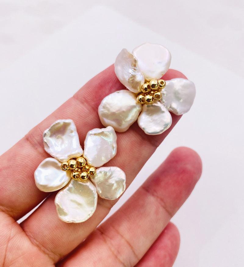 Baroque Pearl Earrings Female European And American Temperament Personality Flower Stud Earrings - EX-STOCK CANADA