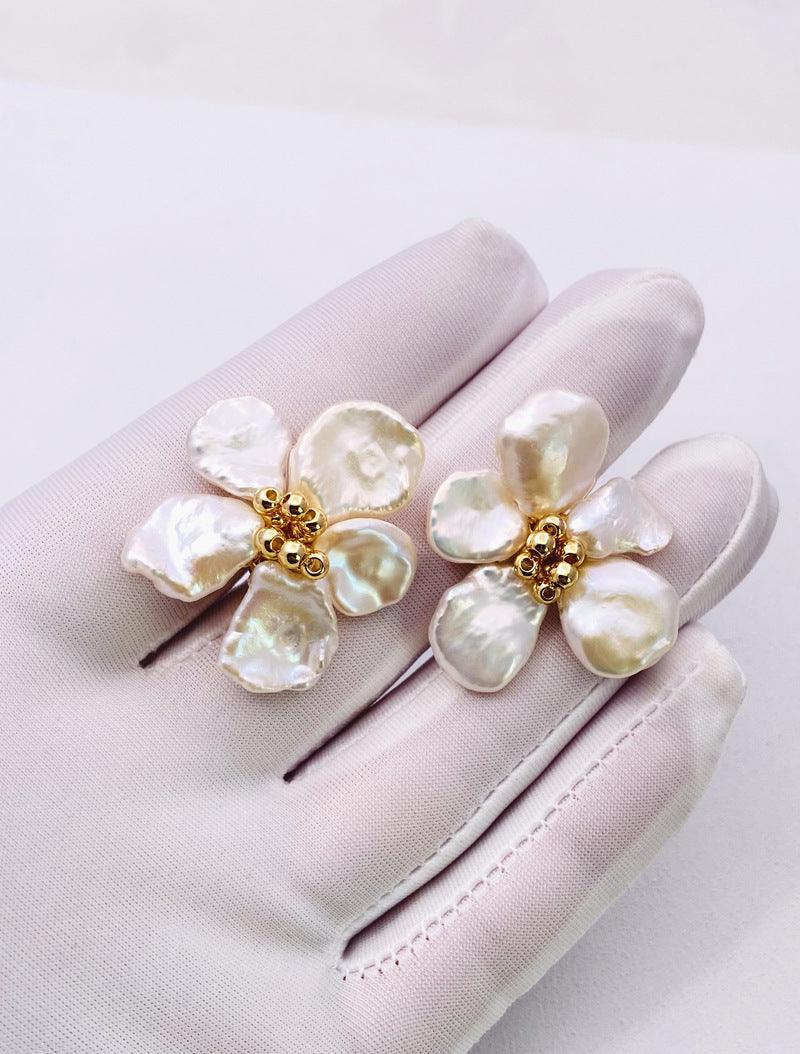 Baroque Pearl Earrings Female European And American Temperament Personality Flower Stud Earrings - EX-STOCK CANADA