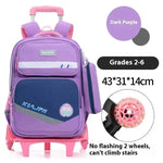 Portable Burden Alleviation Bull Wheel Trolley Schoolbag Bookbag for Boy and Girl