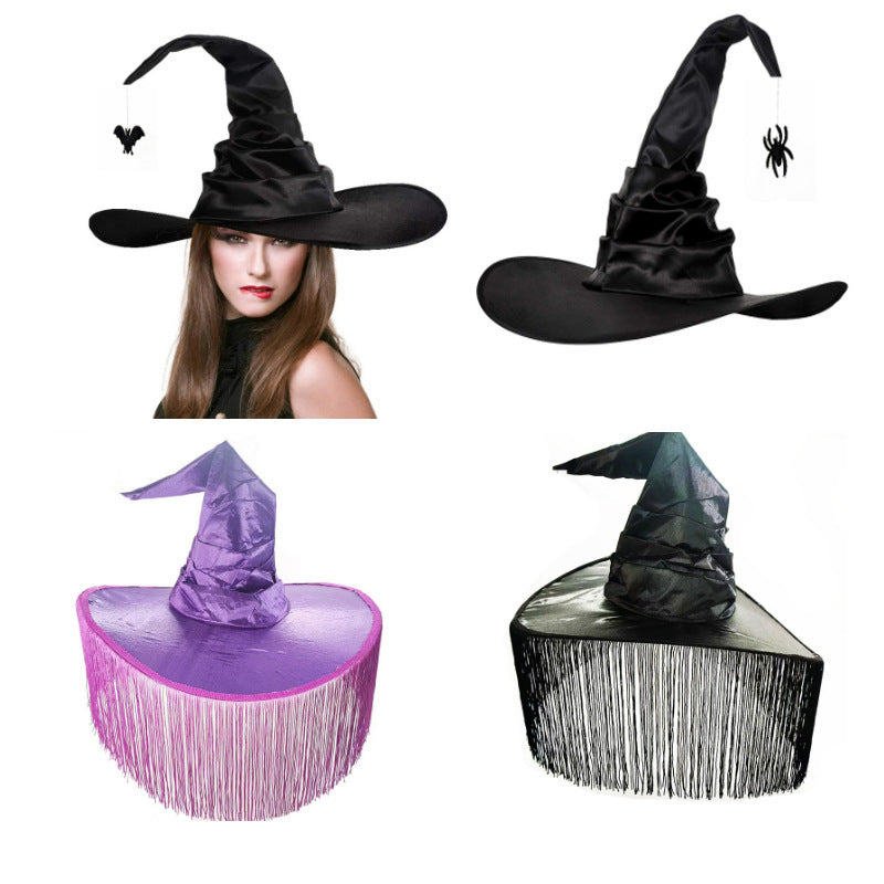 Halloween Large Ruched Felt Witch Hat cosplay costume