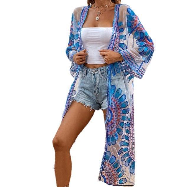 Beach Cover-up Pattern Sun Protection Cardigan Female - EX-STOCK CANADA