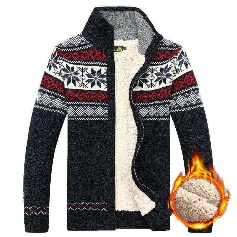 Herrenpullover warmer Samtpullovercoat Winter Wolle Strickjacke Mann lässig verdickten warmes Fleece Weihnachtspullover für Mann