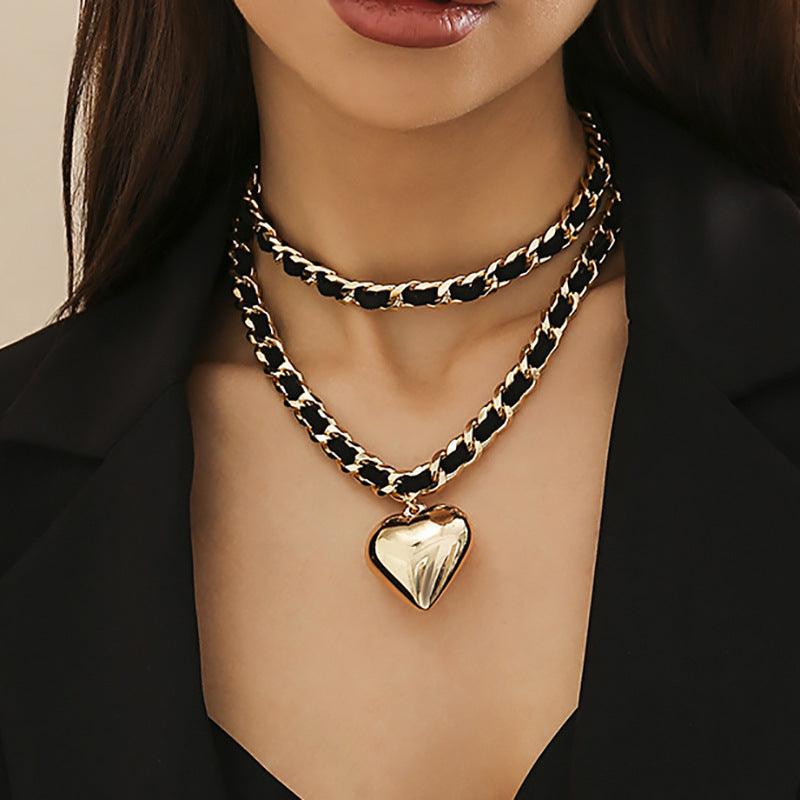 Big Love Double-layer Chains Design Necklace Women Street Punk Style Necklace Fashion Jewelry - EX-STOCK CANADA