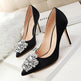 Black High Heels Women Stiletto Professional Leather Shoes Pointed Toe - EX-STOCK CANADA