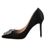 Black High Heels Women Stiletto Professional Leather Shoes Pointed Toe - EX-STOCK CANADA