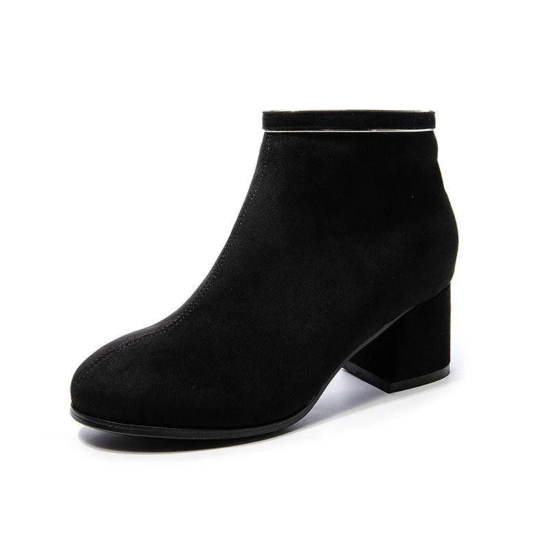 Black Martin Boots Shoes Women Thick Heels - EX-STOCK CANADA