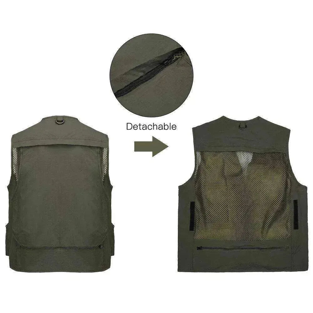 Black Vest Waistcoat Vest Men And Women With Multifunctional Tooling Style - EX-STOCK CANADA