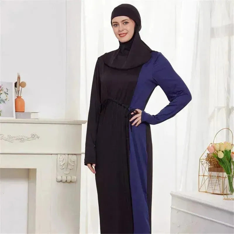 Black Women's Arab 2 Pieces Sets Long Sleeve Top Dress and Pants Abaya Outfits - EX-STOCK CANADA