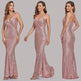 Body Fitted Wedding Bridesmaid Party Sequined Champagne sexy Long Dress - EX-STOCK CANADA