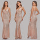 Body Fitted Wedding Bridesmaid Party Sequined Champagne sexy Long Dress - EX-STOCK CANADA