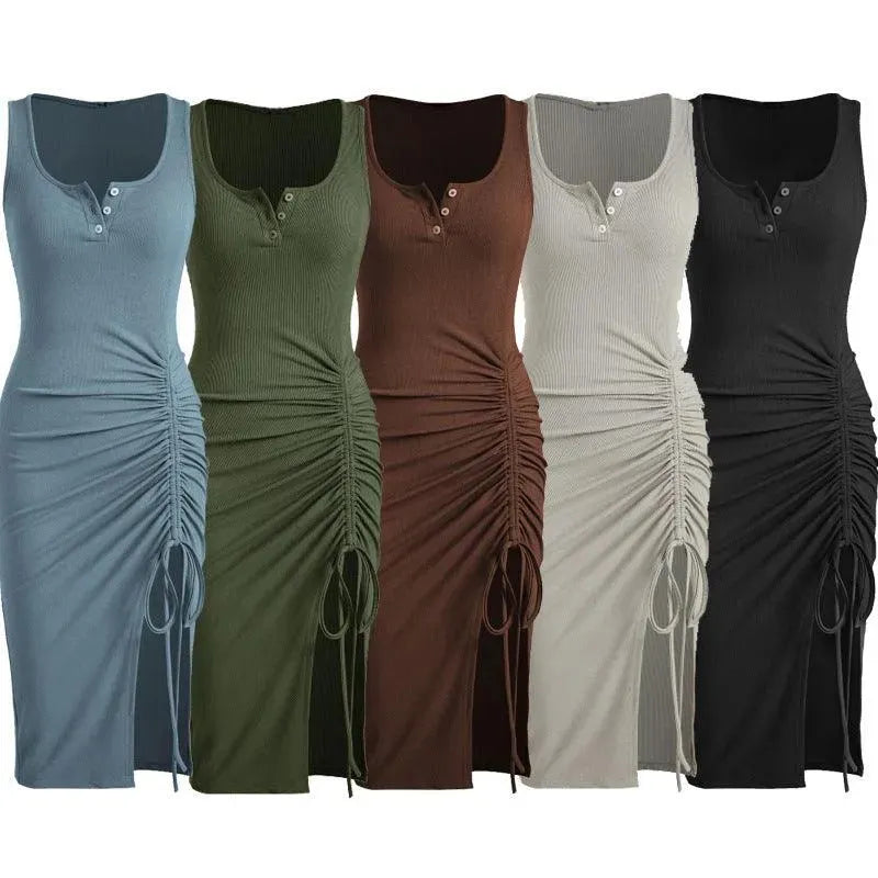 Bottom Drawstring Thread Dress Tight Skirt - EX-STOCK CANADA