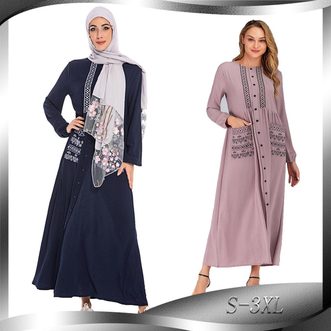 Bubble Chiffon Long Sleeve Abaya Dress for Turkey Middle Eastern Women - EX-STOCK CANADA