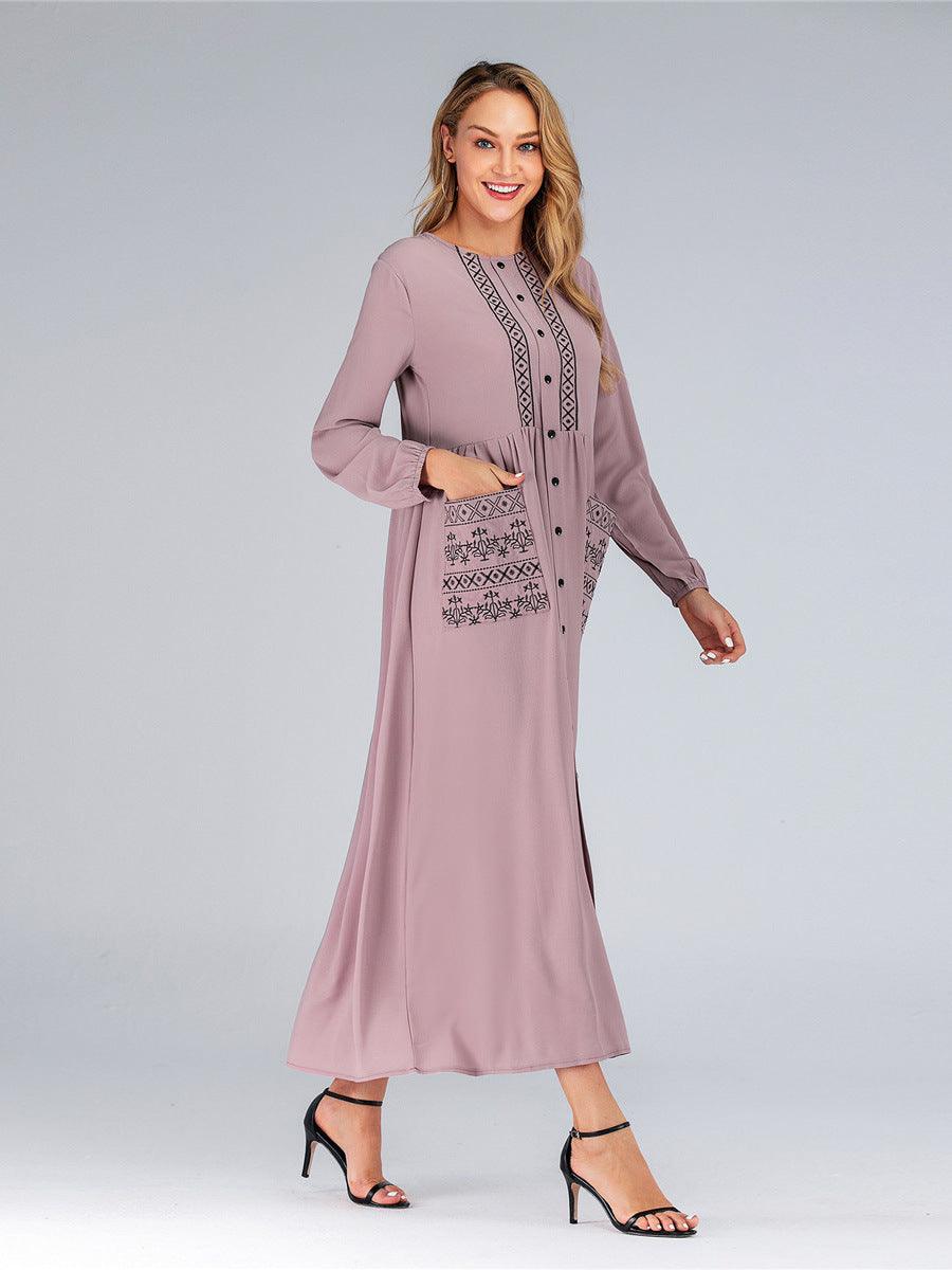 Bubble Chiffon Long Sleeve Abaya Dress for Turkey Middle Eastern Women - EX-STOCK CANADA