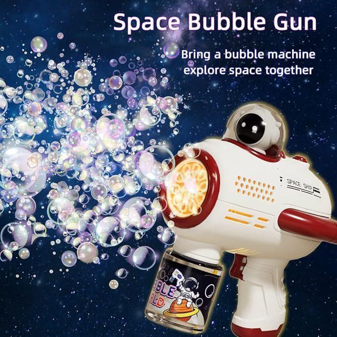 Bubble Gun Machine , Leak Proof Design, Automatic Bubble Blower Maker With Light And Bubble Solution, Summer Outdoor Toys For Birthday Party - EX-STOCK CANADA