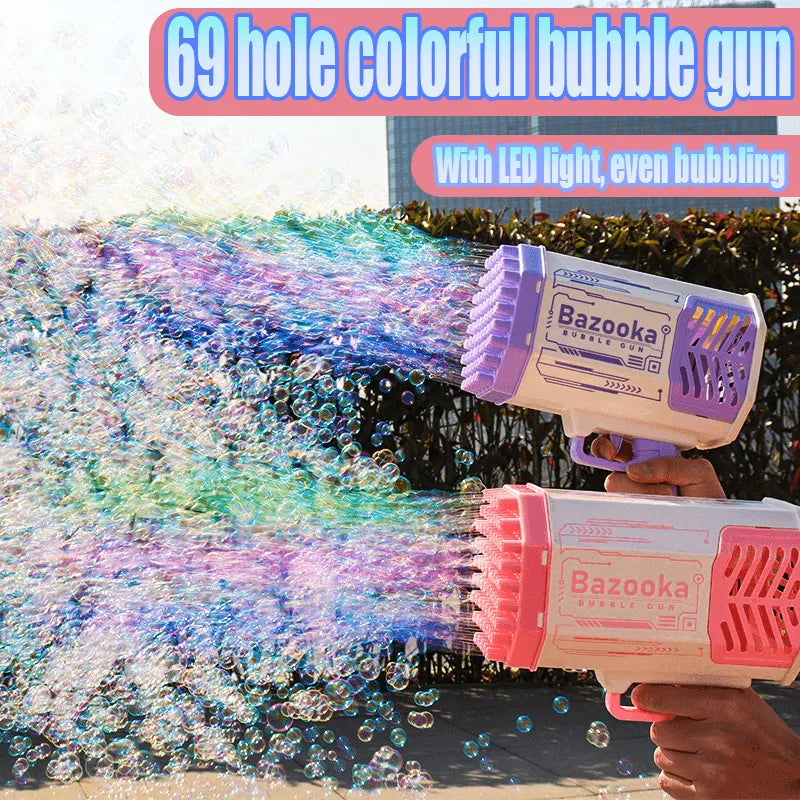 Bubble Gun Rocket 69 Holes Soap Blower With Light - EX-STOCK CANADA