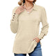 Button Loose-fitting Sanding T-shirt Top For Women - EX-STOCK CANADA