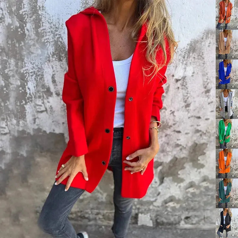 Fall Casual Single Breasted Hooded Cashmere Cardigan Jacket for women