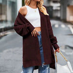 Solid color Loose Cashmere Long Cardigan sweater Jacket for women