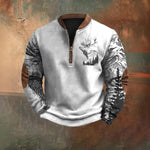 Men Polo Half Zipper  Sweatshirt Men's 3D Printing Pullover top