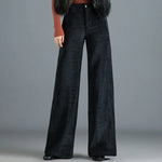 Gold Silk Striped Velvet Wide Leg trouser Pants Women