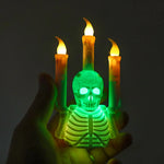 Halloween Skull Candlestick Lamp LED Electronic Candle Light Flameless Candle Decors