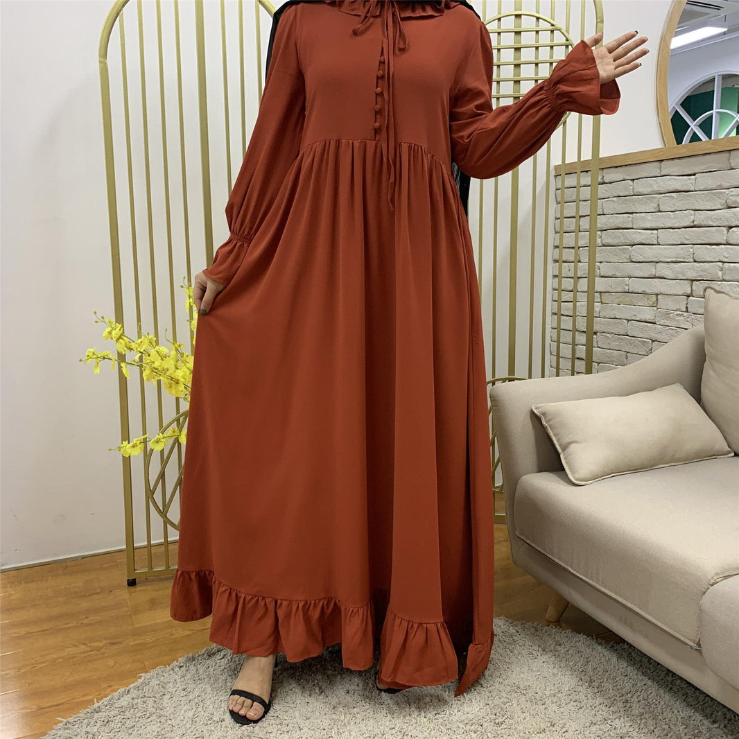 Solid Color Stitching Big Arab Dress - EX-STOCK CANADA