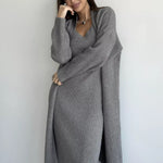 2pcs Knitted Suit Fashion Slim Sleeveless Long Dress And Casual Loose Cardigan Spring Fall Women's Clothing