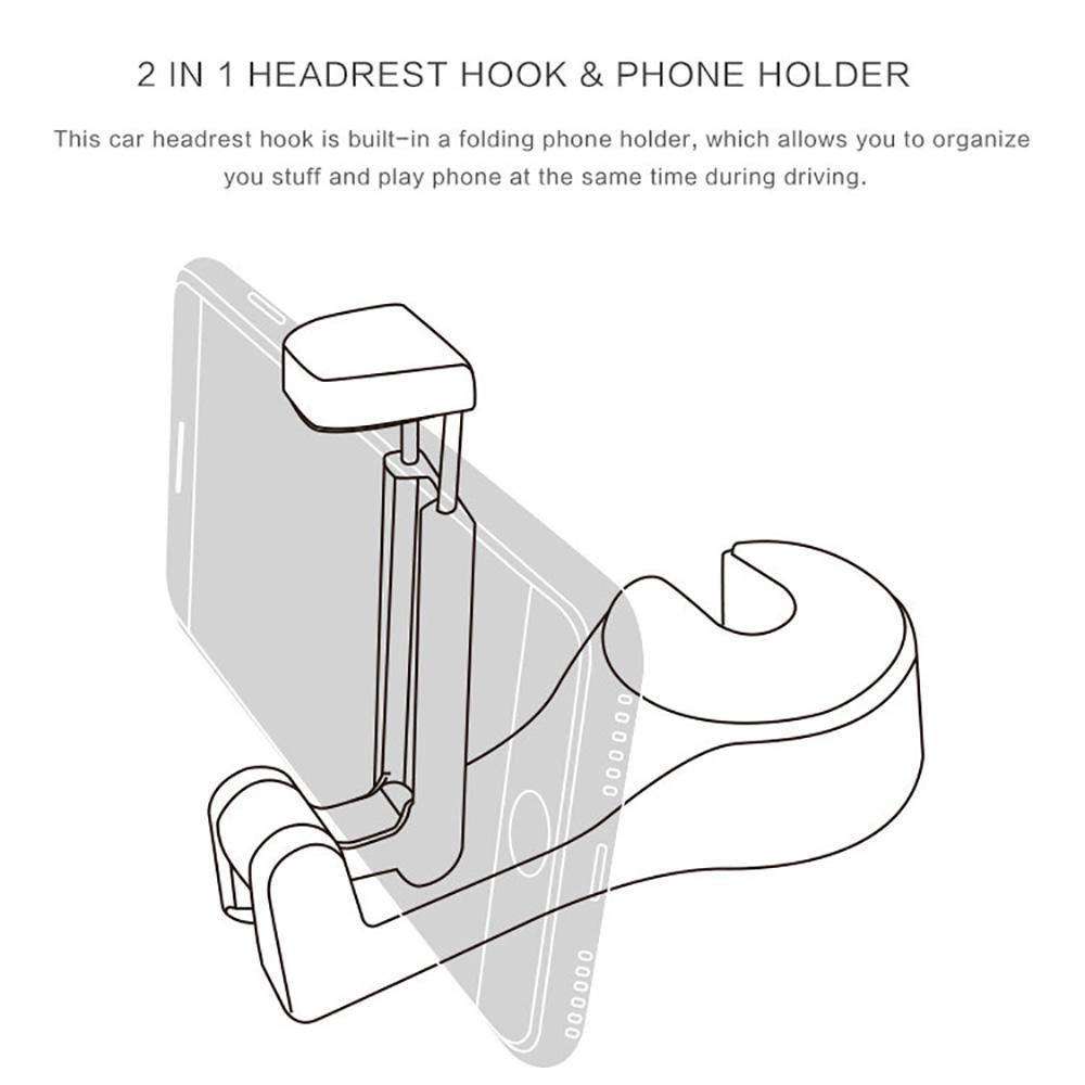 Car Hook Phone Holder Seat Back Hanger Bag Purse Cloth - EX-STOCK CANADA