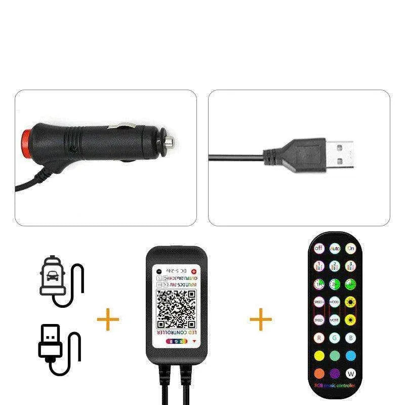 Car RGB Strip Lights: Wireless Music Control, Waterproof LED, Remote. - EX-STOCK CANADA